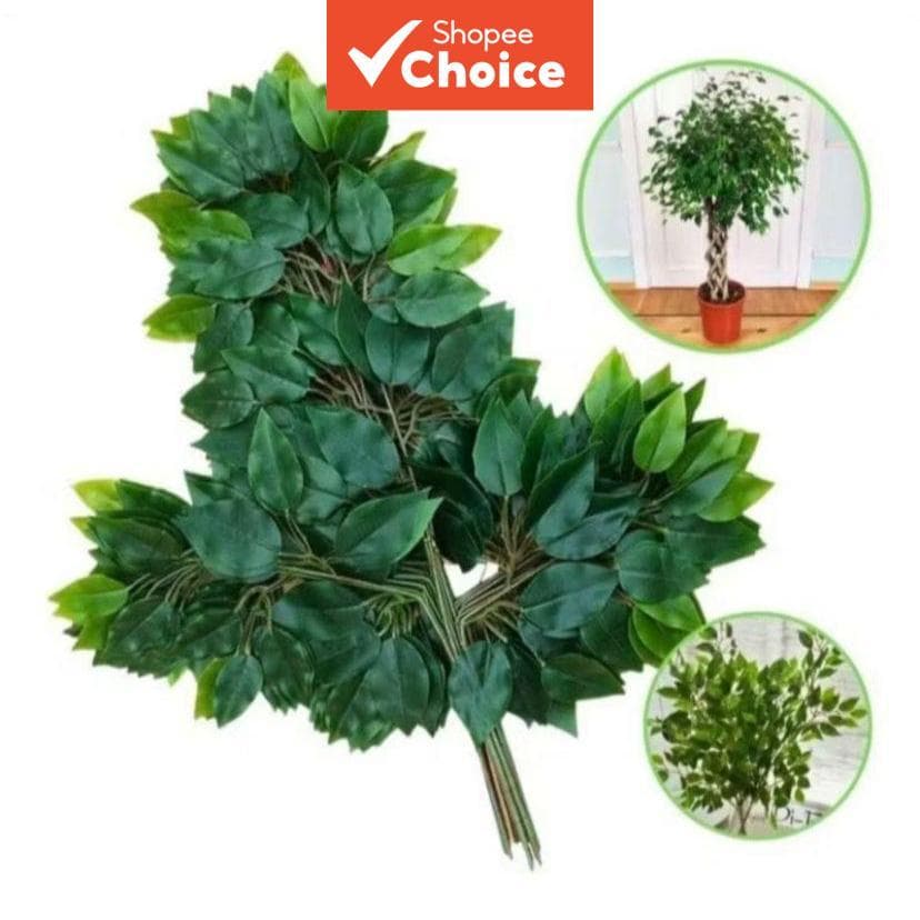 Kit com 30 Galhos Artificiais de Folhas de Ficus para Decoração, 60 cm, Plantas Falsas para Casa e Hotel