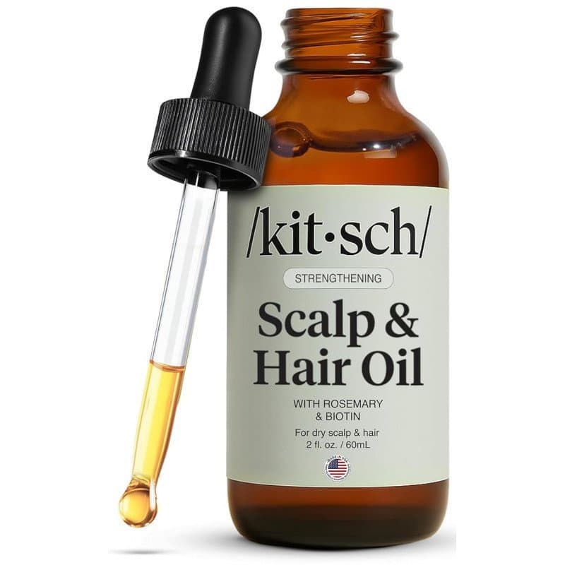 Kitsch Óleo de Alecrim para Crescimento Capilar – Óleo Capilar Pré-Lavagem com Óleo de Rícino, Biotina, Jojoba – Cuidado