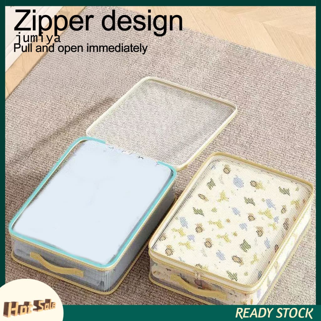 Capacity Blanket Container Clothing Storage Organizer Transparent Waterproof Clothes Bin with Lid Double Zipper – Clos