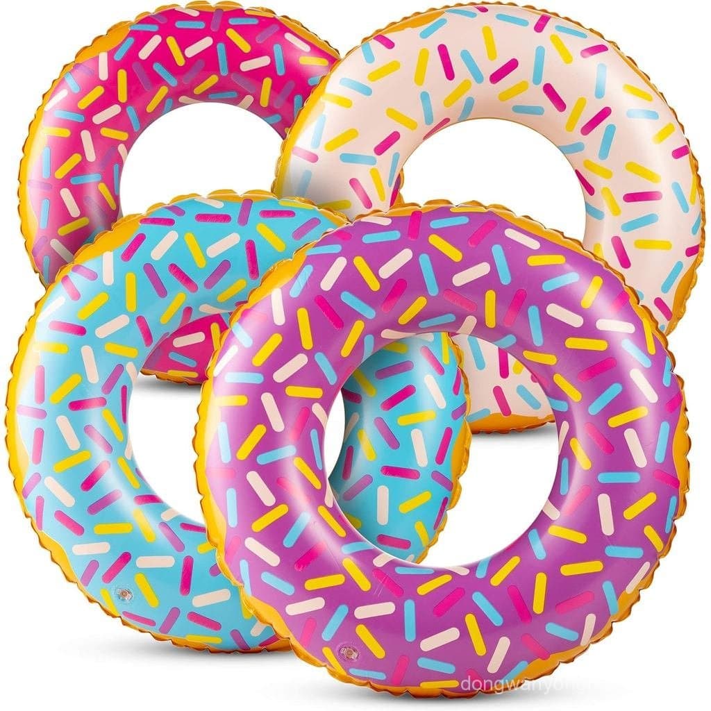 Boias Infláveis em Forma de Donut - (Pacote com 4) Boia de Piscina de 24 Polegadas para Crianças de 2 a 6 Anos, Boias Va