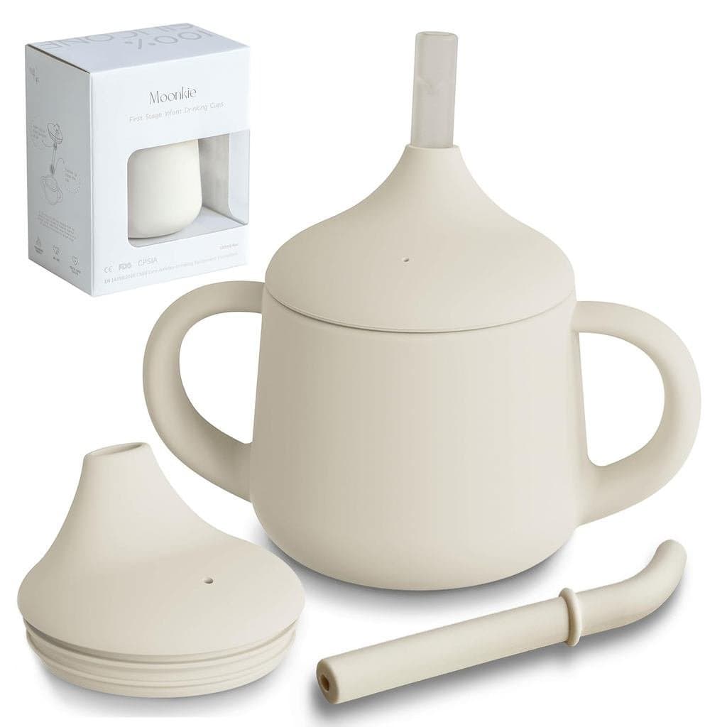 Copos de Silicone para Bebês Moonkie |   Copo de Treinamento com Canudo em 3 Níveis para Bebês, Crianças Pequenas e Cria
