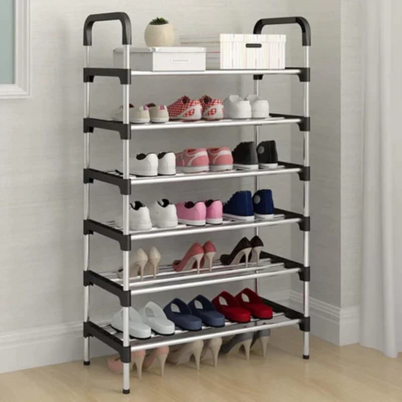 Sapateira Vertical 6 Prateleiras 18 Pares De Sapatos Calçados Aço Cromado Luxo Desmontável
