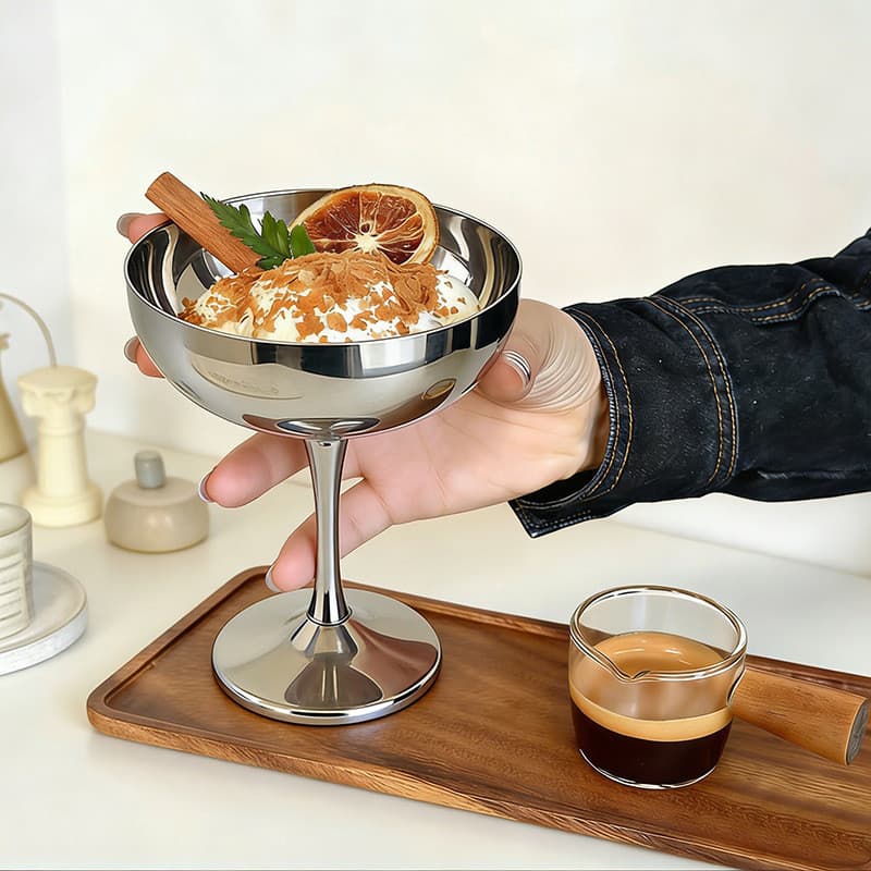 304 aço inoxidável sorvete talheres sorvete vidro Cocktail taça pudim vidro Tianni sobremesa de vidro