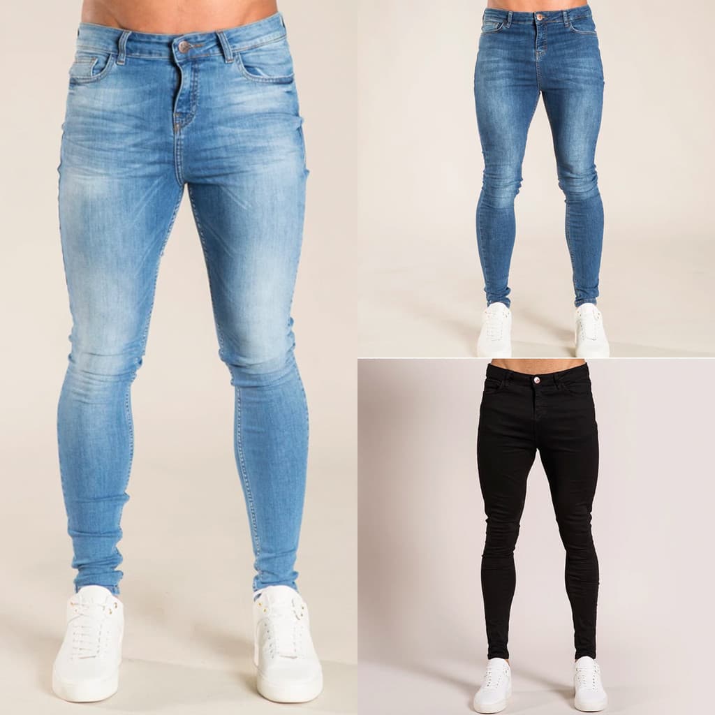 Station Calça Jeans Masculina Rasgada Calça Skinny Masculina Casual All-Match