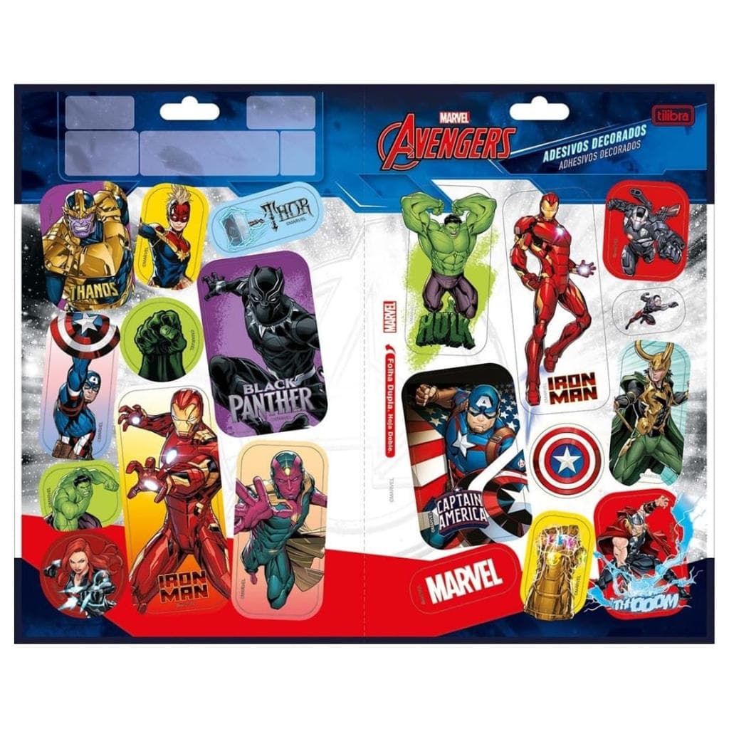 Cartela Adesivo Avengers C/20 Adesivos Tilibra Un