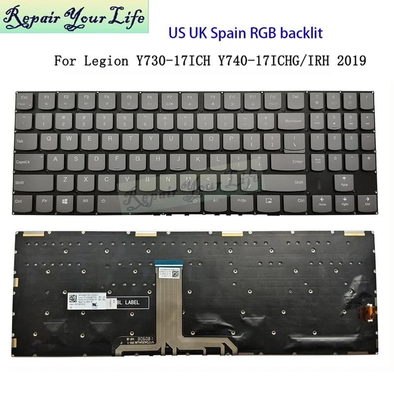 Teclado Espanhol RGB Retroiluminado Para Lenovo Legion Y730-17ICH Y740-17IRH Y9000K PD5Y-SP US Por Chave Tela De Luz Col