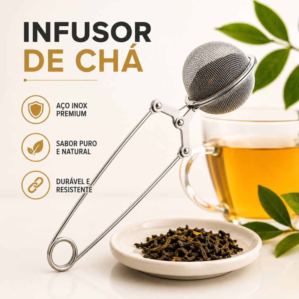 Infusor de Chá Inox Filtro Reutilizável para Chá Solto Ervas e outros