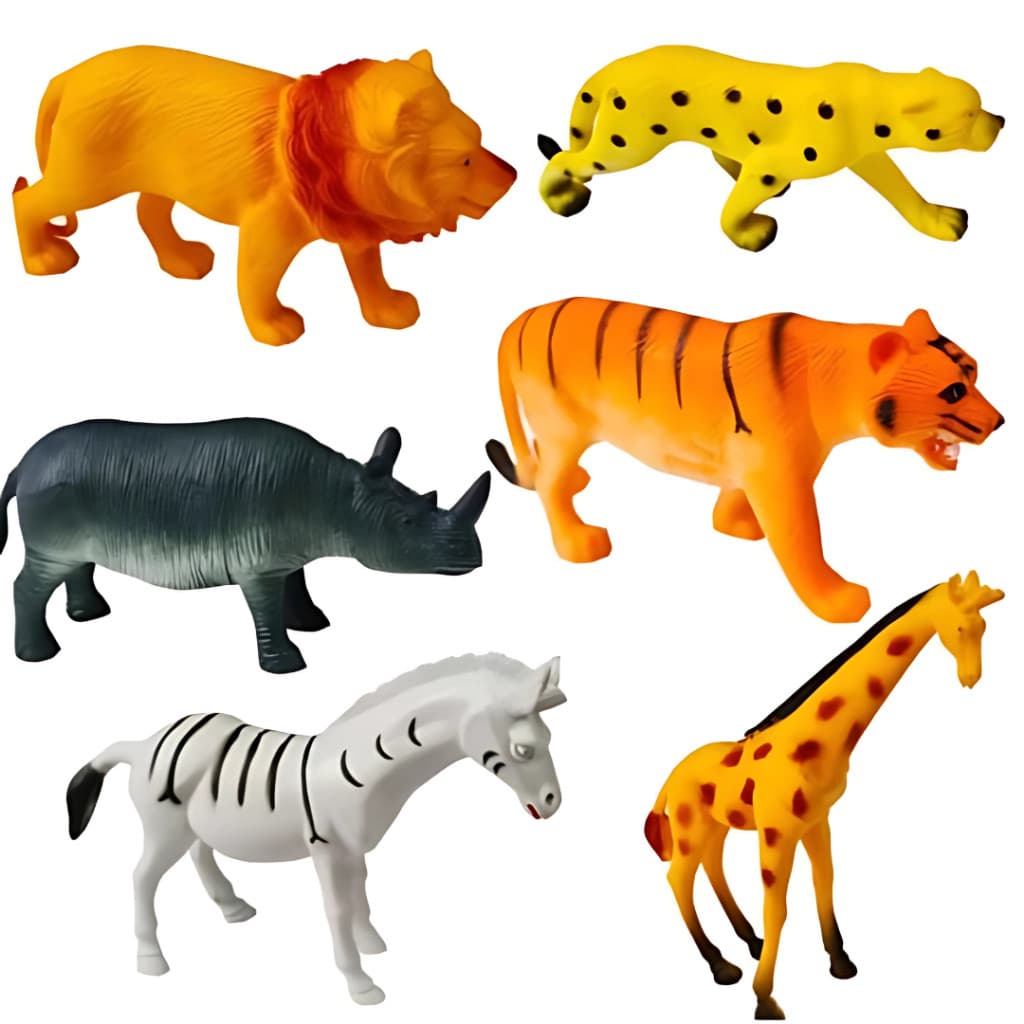 Kit 6 Animais Selvagens Emborrachados Grandes