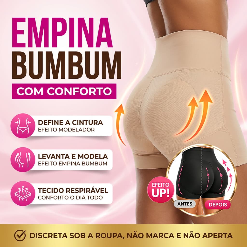 Calcinha Short Modeladora Cintura Alta Com Enchimento Empina e Aumenta Bumbum e Quadril Silhueta