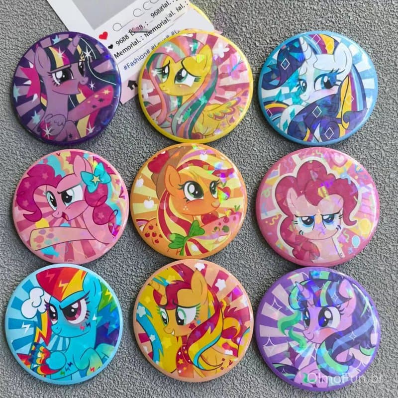 Broches Holográficos My Little Pony de 58mm/Fluttershy/Rainbow Dash/Pinkie Pie/Rarity/bottons/pins/anime/badge/ Badge