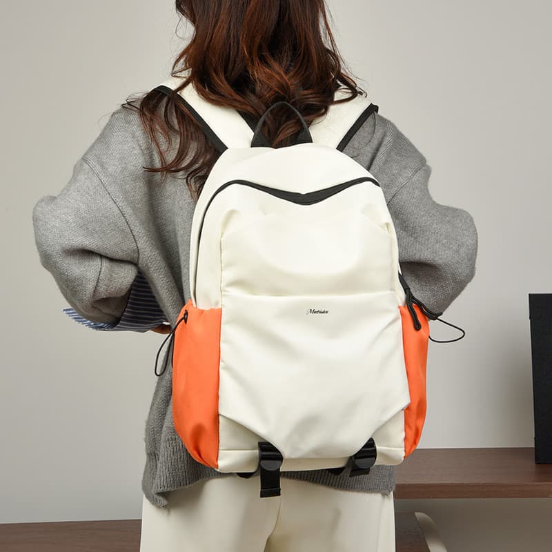 Mochila estudante mochila náilon cor sólida mochila leve All-Match plissado mochila Casual