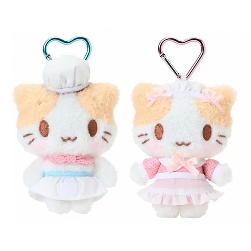 Chaveiro de Pelúcia Kawaii de Gato Marshmallow, Estilo Empregada/Chefe, para Bolsas