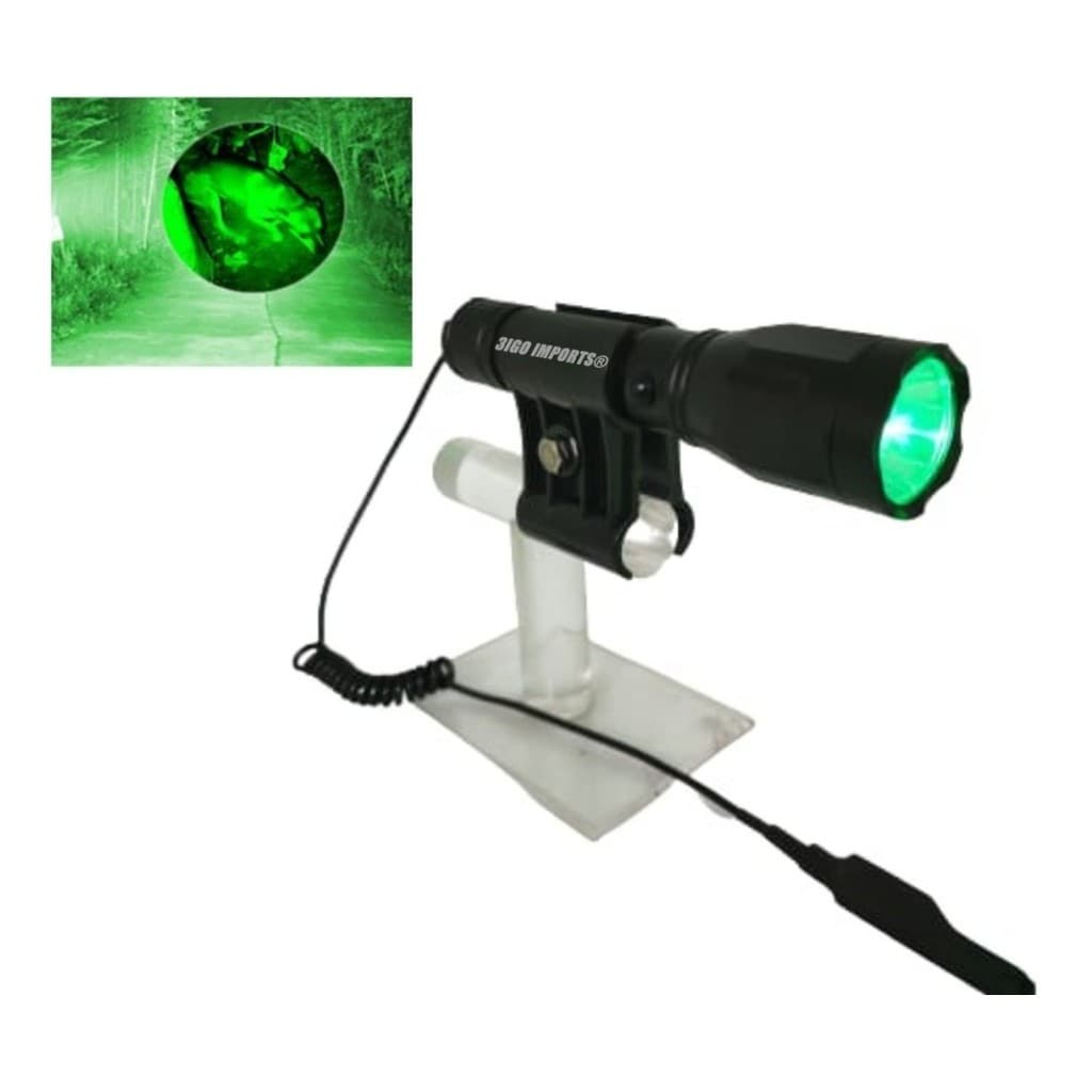 Lanterna Led Verde T6 Q5 Recarregável Alumínio 6061T Bateria 18650 Com Carregador Acionador Remoto I Suporte para Cano