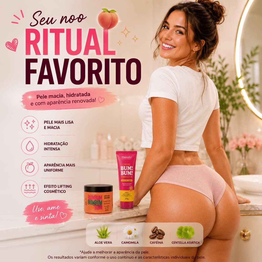 Kit BumBum na Lua Esfoliante + Hidratante Firmador para celulite flacidez e pele aspera
