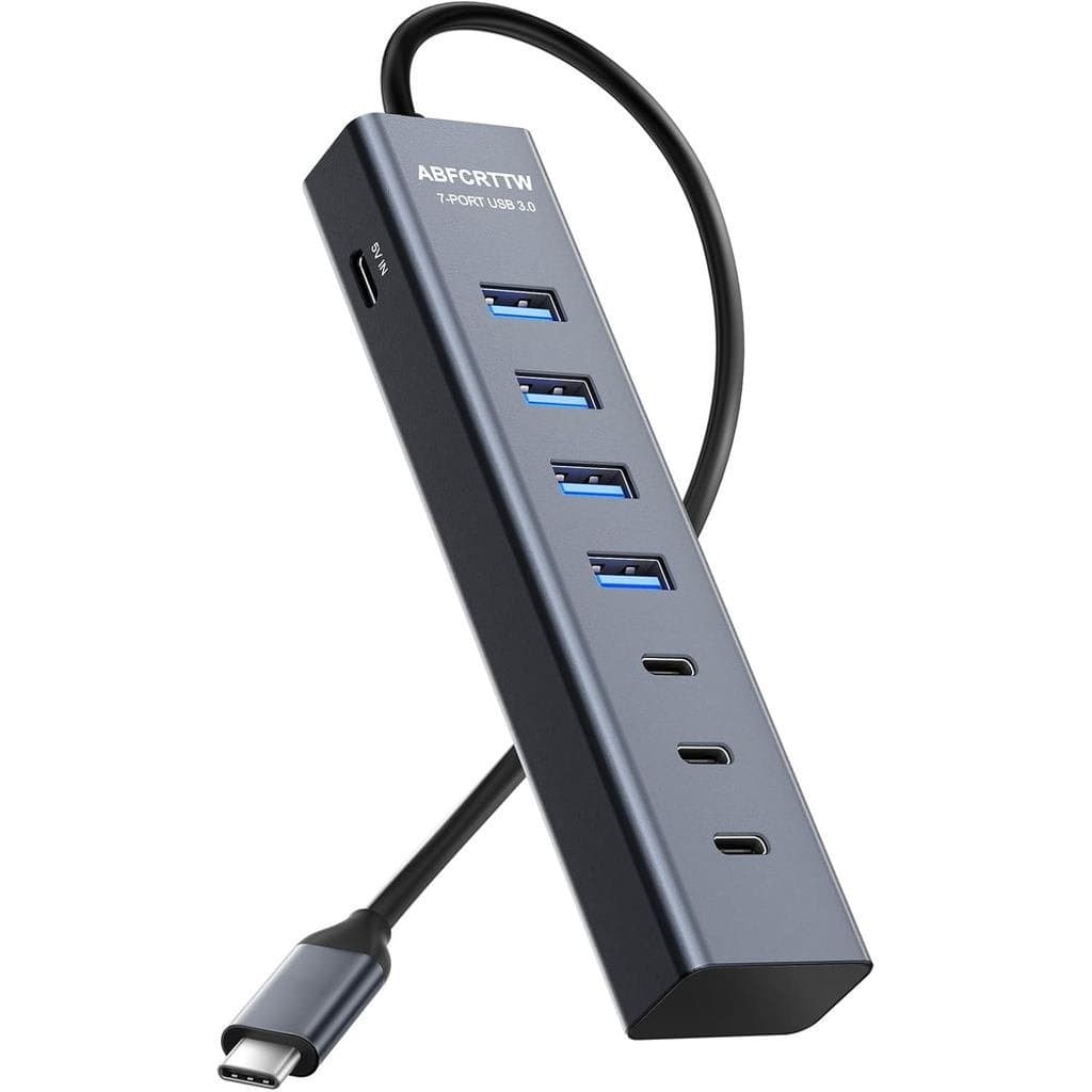 Adaptador Multiportas USB C para USB, Adaptador Multiportas USB C de Alumínio com 7 Portas, Extensores USB, Divisor USB