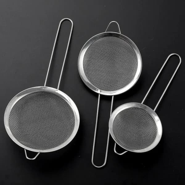 Conjunto Peneiras Coador De Inox Utensílios Cozinha kit 3 peças