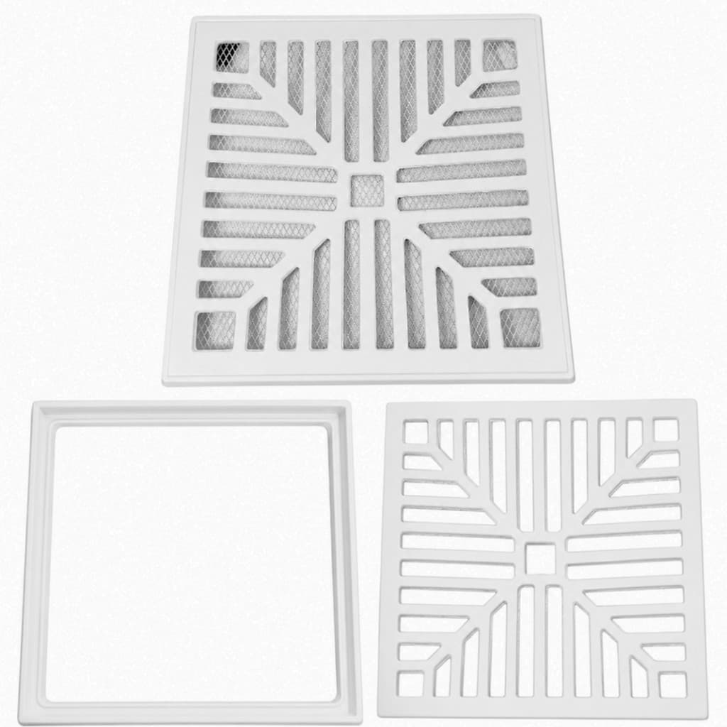 Grelha Ralo 30x30 Aluminio Branco modelo Concovo com Suporte e Tela