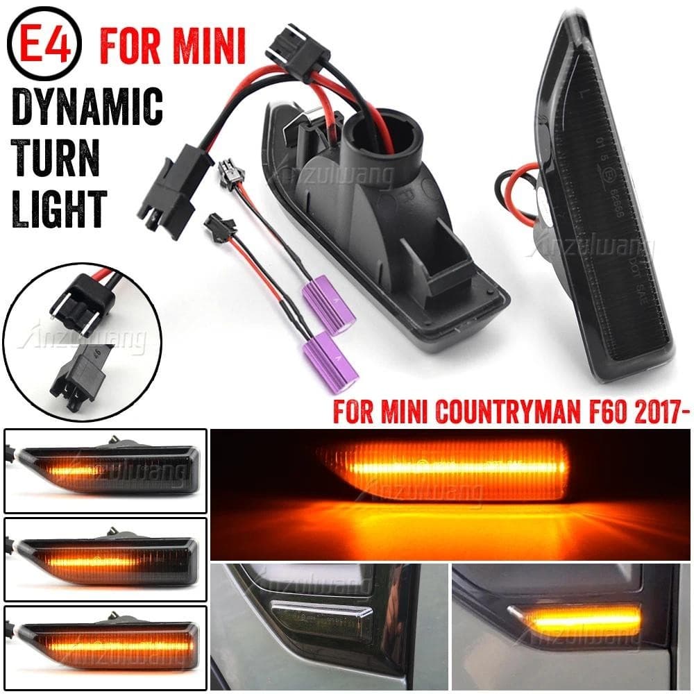 2 Pçs Lente Clara Dinâmica Sequencial LED Marcador Lateral Luz Lâmpada De Sinal Volta Para MINI Countryman F60 2017 2018
