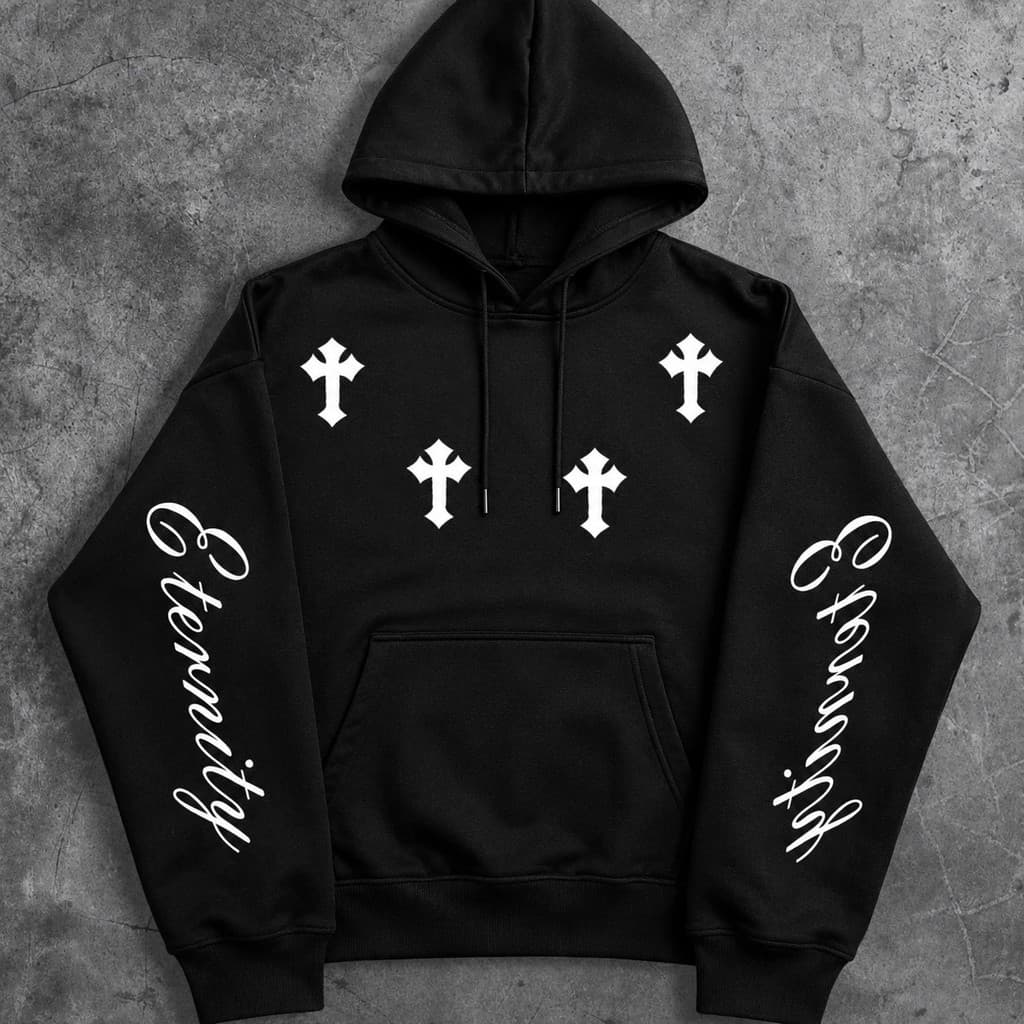 Blusa De Frio Moletom Canguru Eternity Estilo Y2K Gótica Streetwear Algodão Unissex