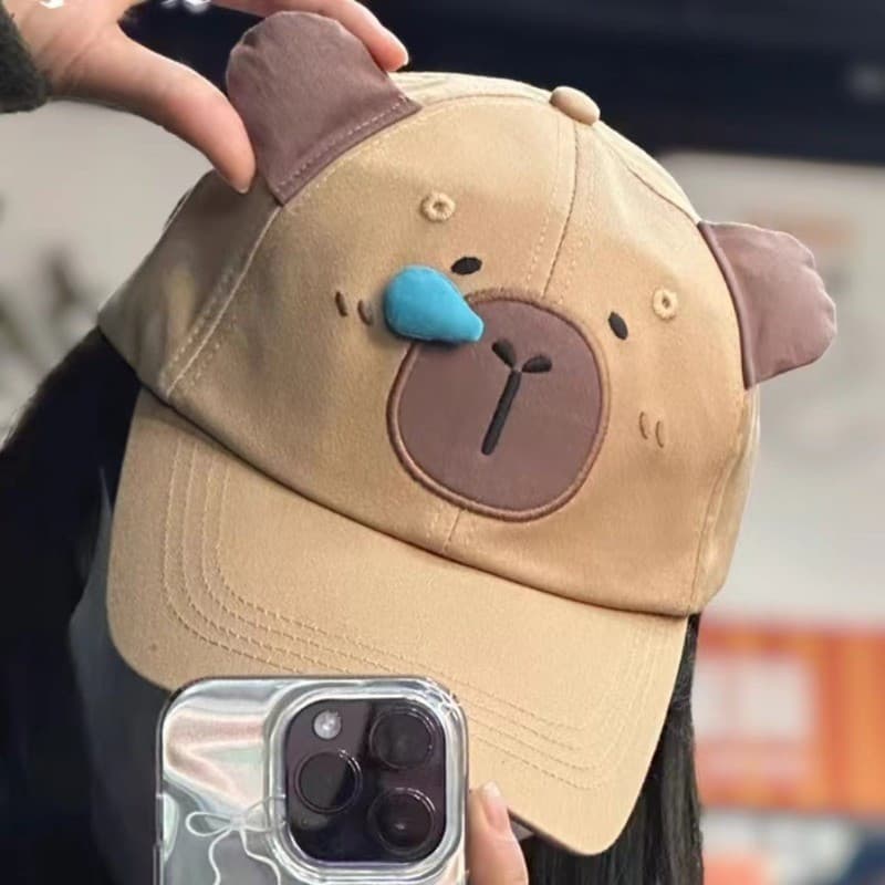 Novo Boné Infantil de Capivara com Design 3D, Boné de Desenho Animado para Meninos e Meninas, Boné de Beisebol Infantil