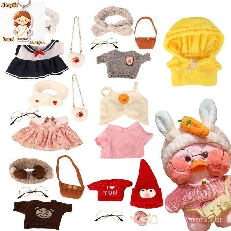 Conjunto de Brinquedos de Pelúcia de Pato Kawaii Lalafanfan Café de 30 cm, Boneca de Pato Brincalhão e Macio