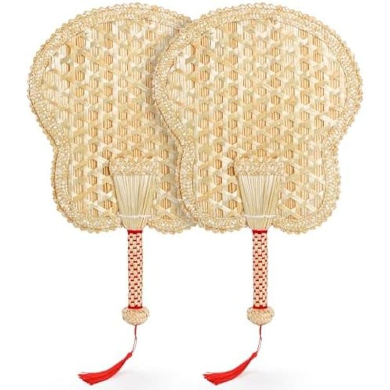 Goaste 2 Pacotes De Ventilador Tecido À Mão , Ventiladores Portáteis De Palha De Trigo , Manual Chinês Rústico Para Resf