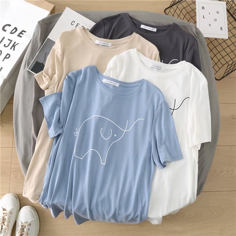 Produtos em estoque pronto entrega no mesmo dia camiseta de manga curta feminina verão solto estampado Casual todos @-