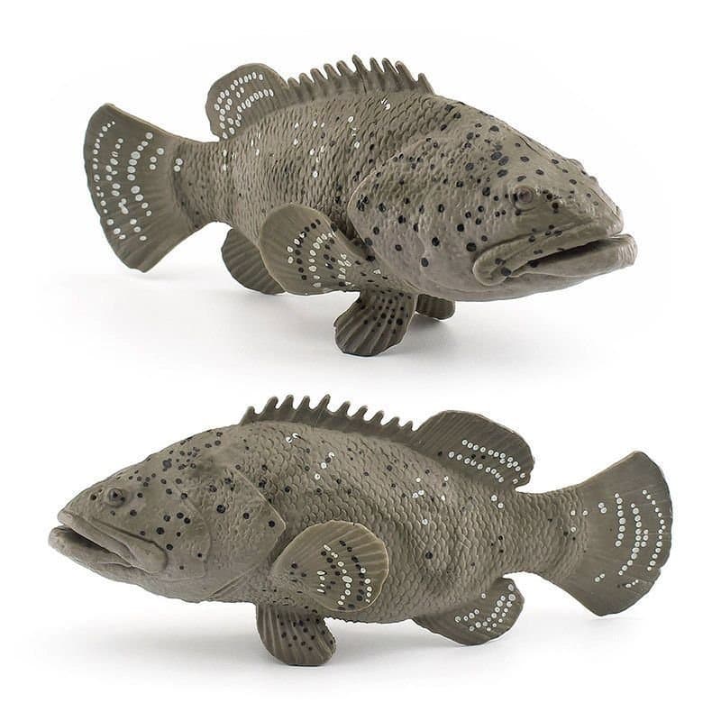 Modelo simulado de vida marinha transfronteiriça: peixe-pescador, peixe-arpão, peixe-sapo, garoupa, ornamento de mesa de