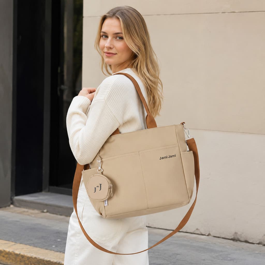 JAMI JAMI Bolsa Transversal Feminina de Alça Nylon Impermeável Casual X180