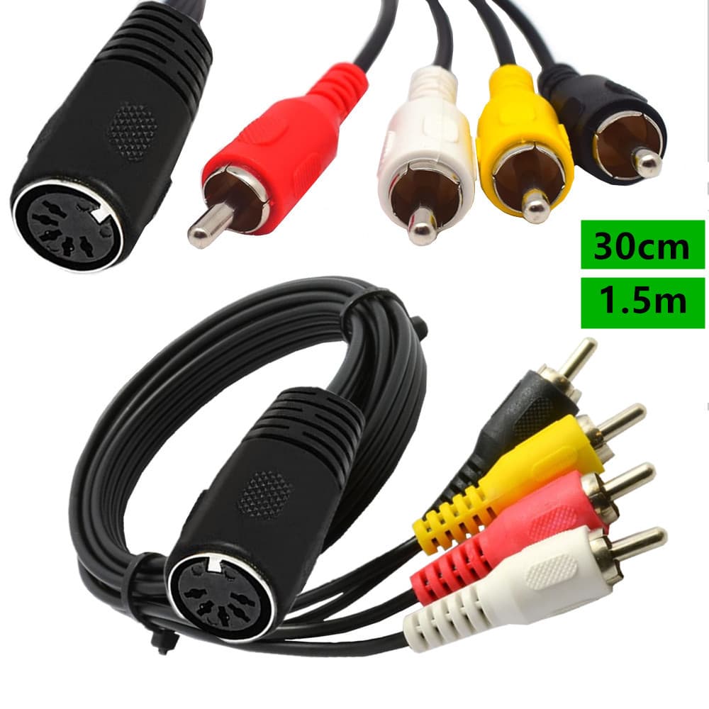 Cabo adaptador de áudio fêmea de 5 pinos para 4 RCA macho | Boca Redonda 5 Pinos a 4 Cabeça de Lótus | Adequado para CD/