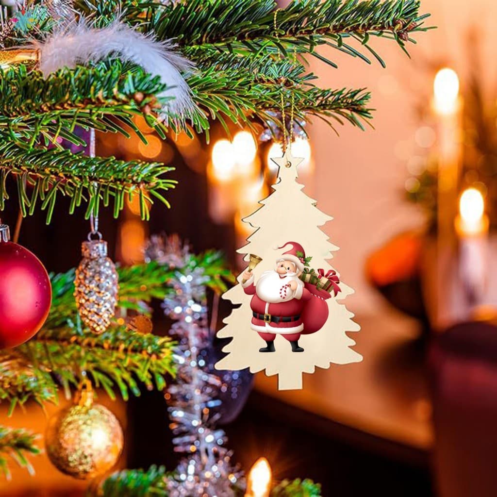 Enfeites De Natal De Madeira , Peças Decorativas Inacabadas Para Pintura E Artesanato Com Corda Suspensa
