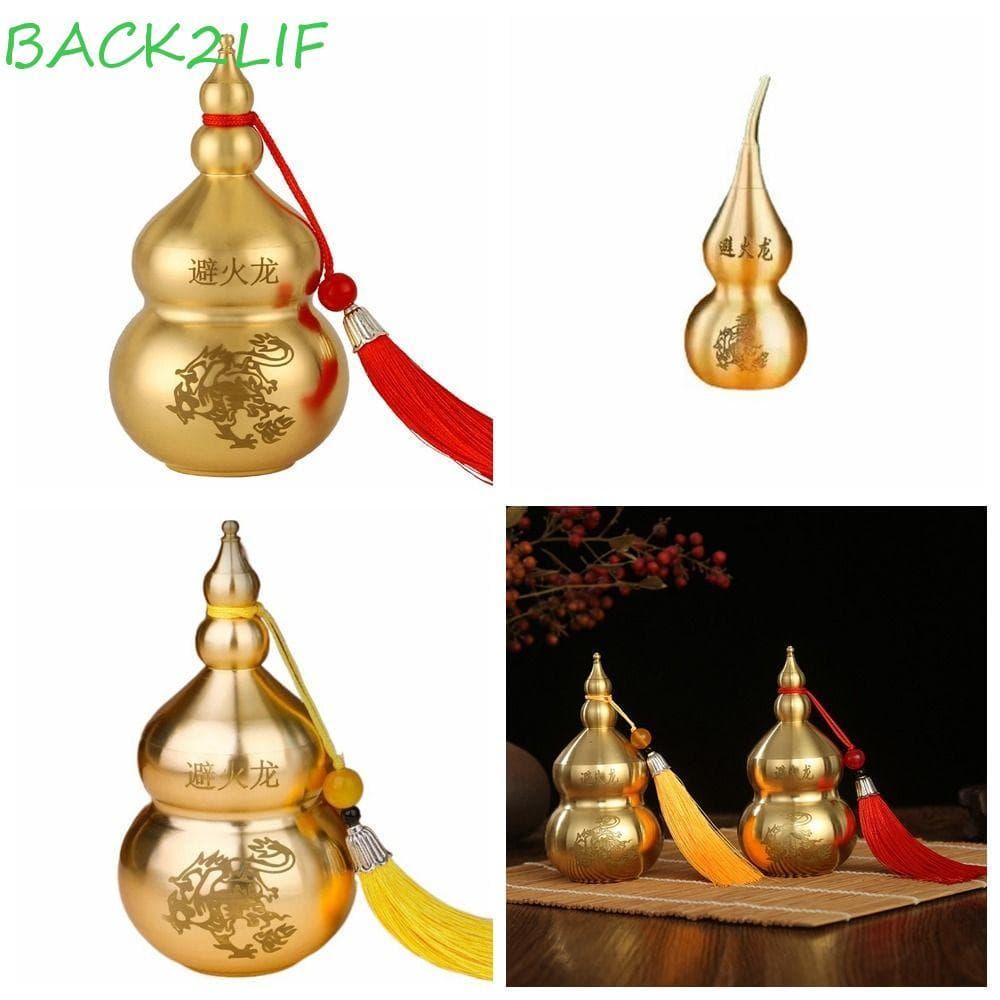 Cabaça De Cobre BACK2LIF , Capa Aberta Superior Estilo Chinês , Dragão Para Evitar Fogo , Ornamento De Latão Liso