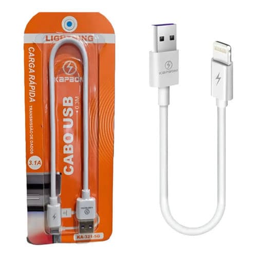 Cabo Carregador Turbo Compatível iPhone Lightning Usb 30cm Branco