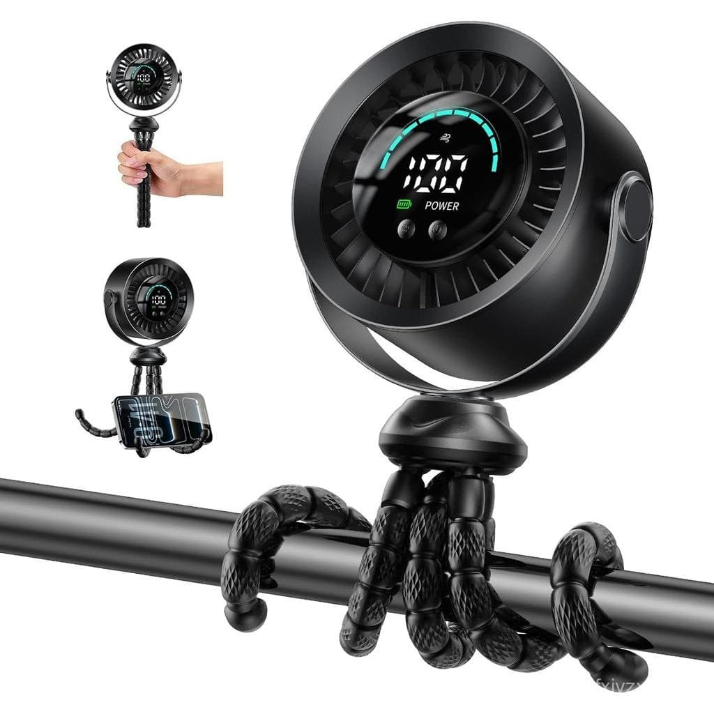 Ventilador Portátil para Carrinho de Bebê KIMMOO, 360 °   Ventilador USB Recarregável Silencioso e Ajustável com Display