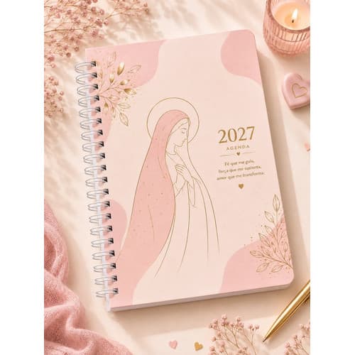Agenda Planner 2027 Nossa Senhora Fé Diária Cristã Religião Católica Rosa 2027