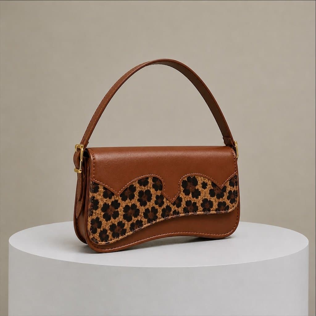 Bolsa Estampa de Oncinha Baguete Country de Ombro Feminina Lançamento