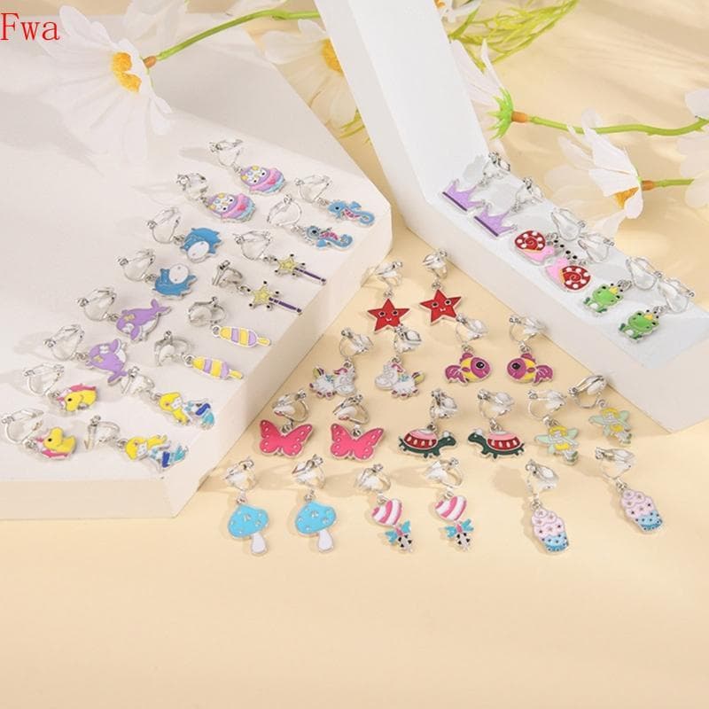 Fwa 20 Pares Brincos Coloridos Animais Para Meninas Estrela Planta Perfurada