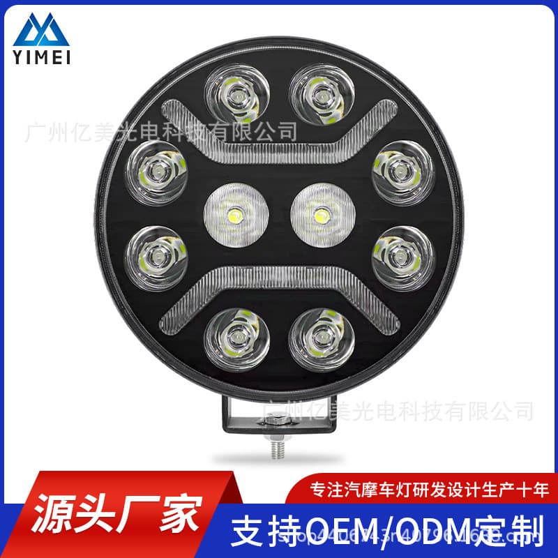 Farol de 9 polegadas com 10 LEDs de 120W adequado para caminhões europeus, luz de para-choque dianteiro, luz de teto, fa