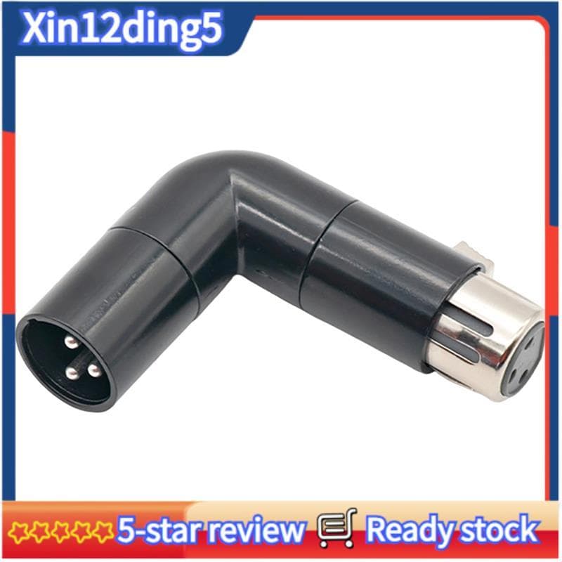 Conector Em Forma De L De Ajuste De Ângulo Giratório Do Adaptador XLR , Plugue Reto De 3 Pinos Macho Para Fêmea Acoplado