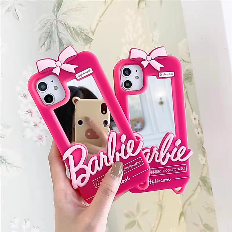 Espelho Barbie adequado para iPhone12/13/14/15 Capa de telefone barbie rosa resistente a choques