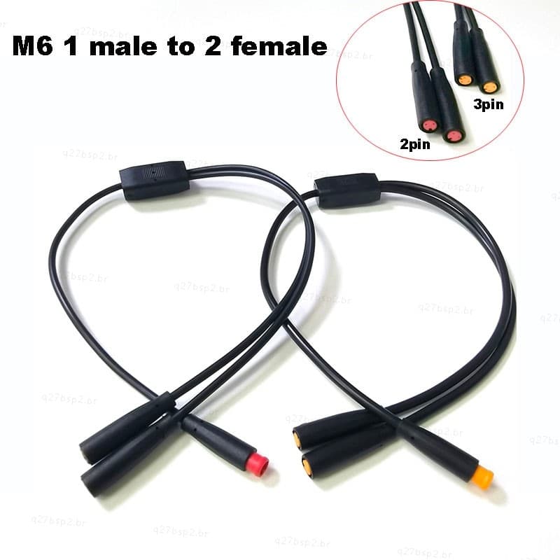 M6 2pin 3Pin Conector 1 Macho Para 2 Fêmea Divisor Julet Cabo De Extremidade Elétrica 6mm Plug ebike Sensor De Sinal À P
