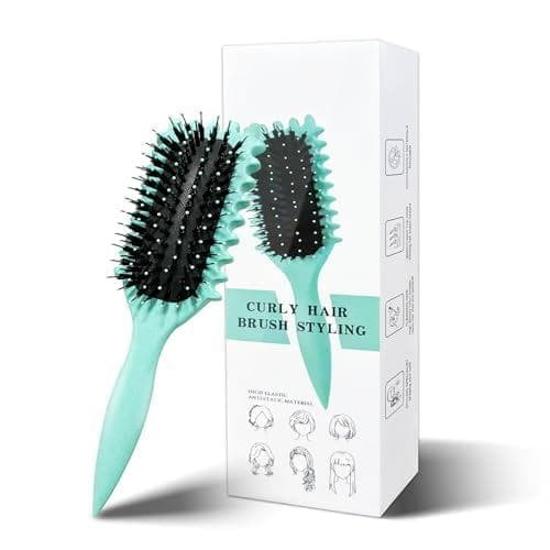 Escova para Cabelos Cacheados, Escova para Definir Cachos, Escova para Desembaraçar Cabelos para Mulheres (Verde)