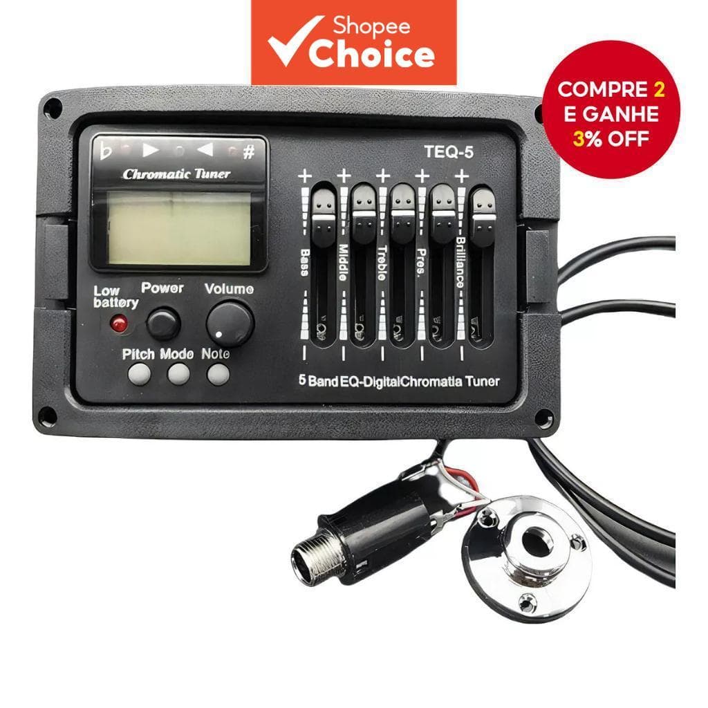 Captador Piezo De Guitarra Acústica , Banda 2/3/4 Com Pré-Amplificadores Integrados , Equalizador , Afinador E Microfone