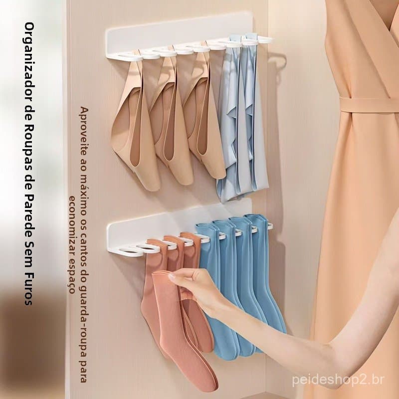 Suporte para armazenamento de roupas, organizador de roupas íntimas sem furos, organizador de guarda-roupa, suporte para