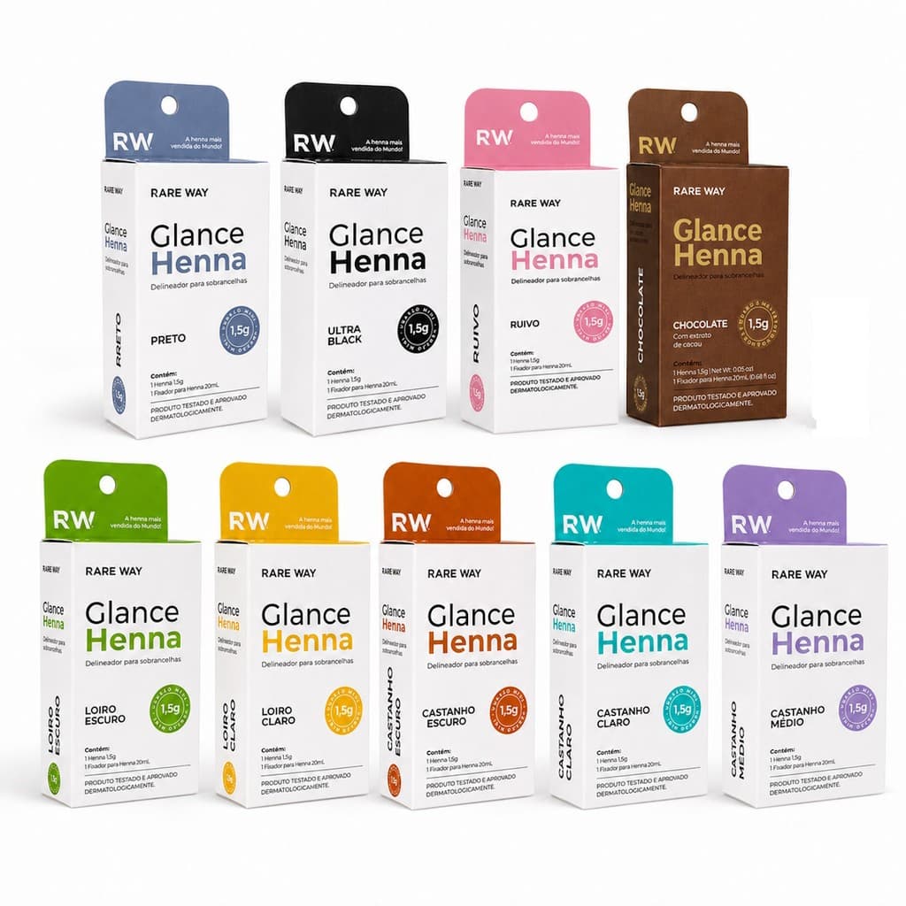 Henna Glance Rareway MINI 1,5g + 20mL Fixador Design Profissional Sobrancelhas Sem Manchas