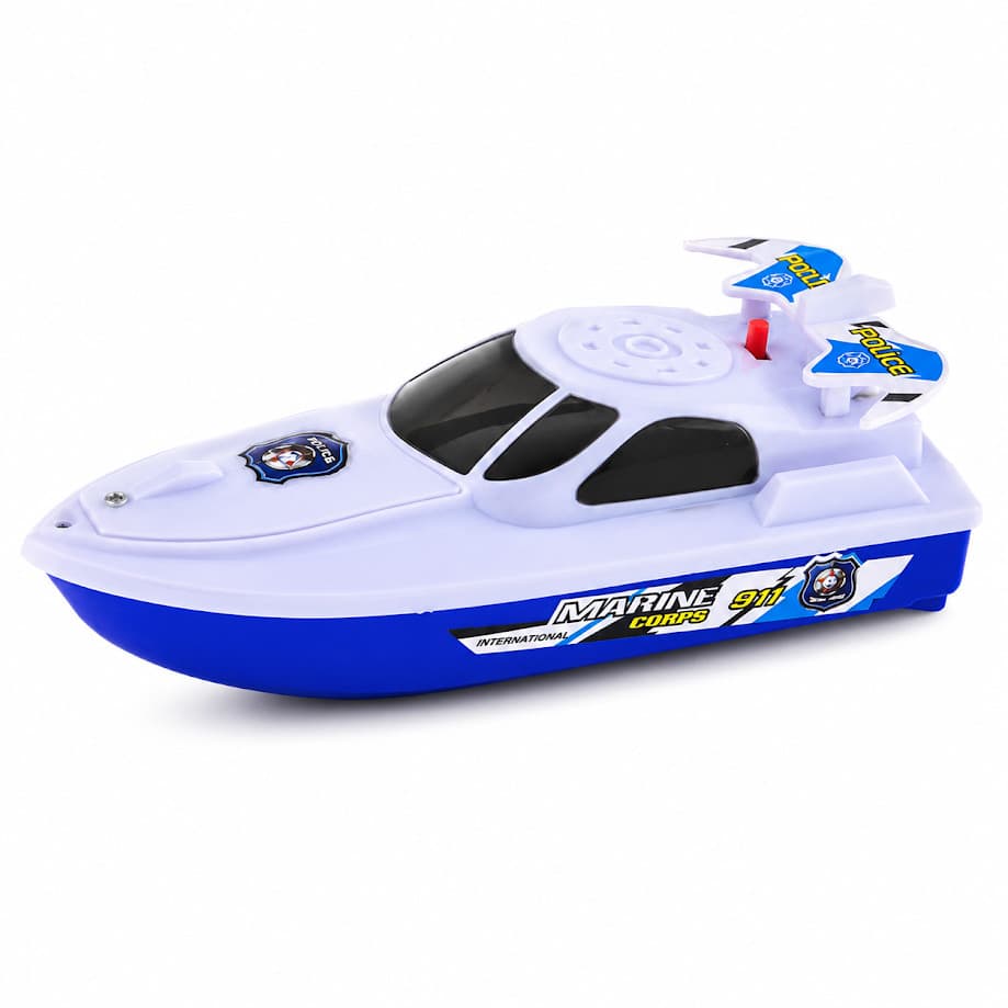 Brinquedo Barco Eletrico Lancha Policial Pilha Piscina Praia