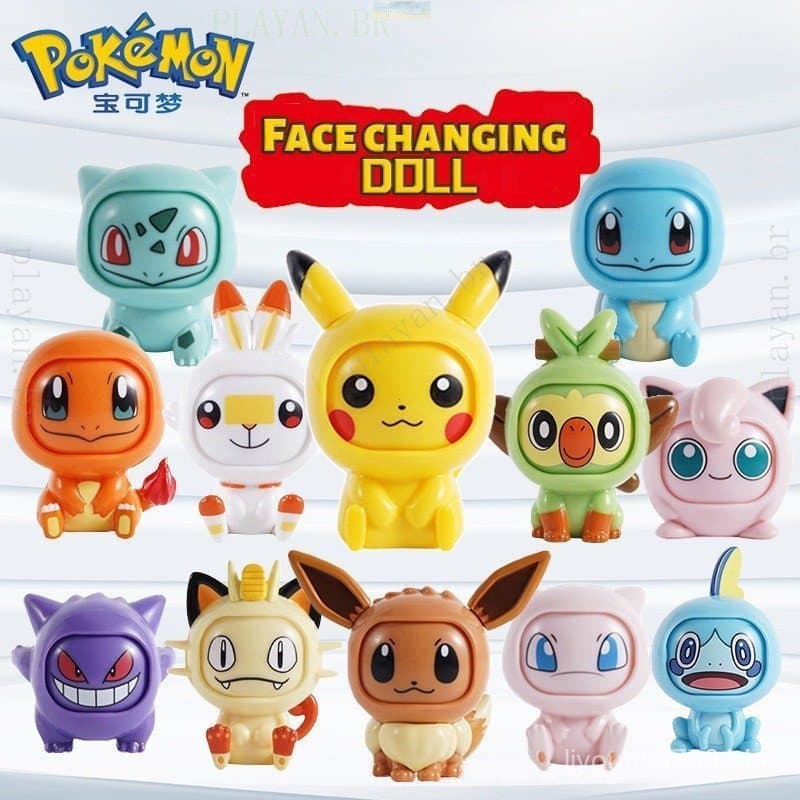 Figura de Ação Pokémon Pokeball Pikachu Charmander com Rosto Mutável Presente EVWP