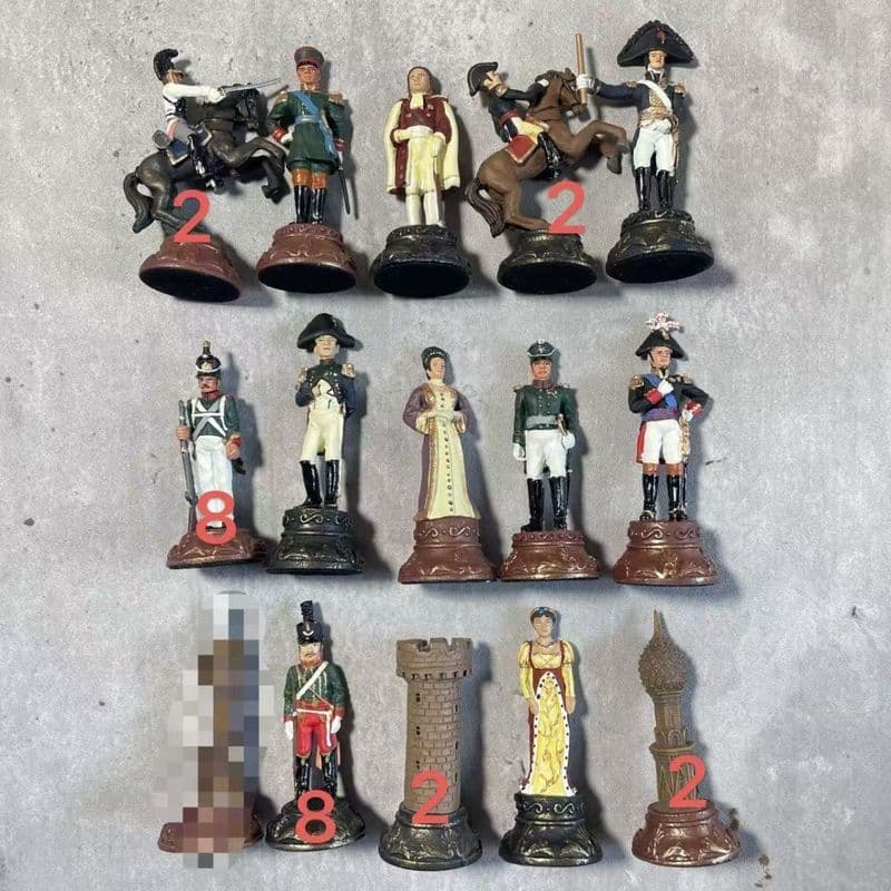 T liga de lata pintada xadrez francês napoleão tema decoração de mesa coleção modelo G