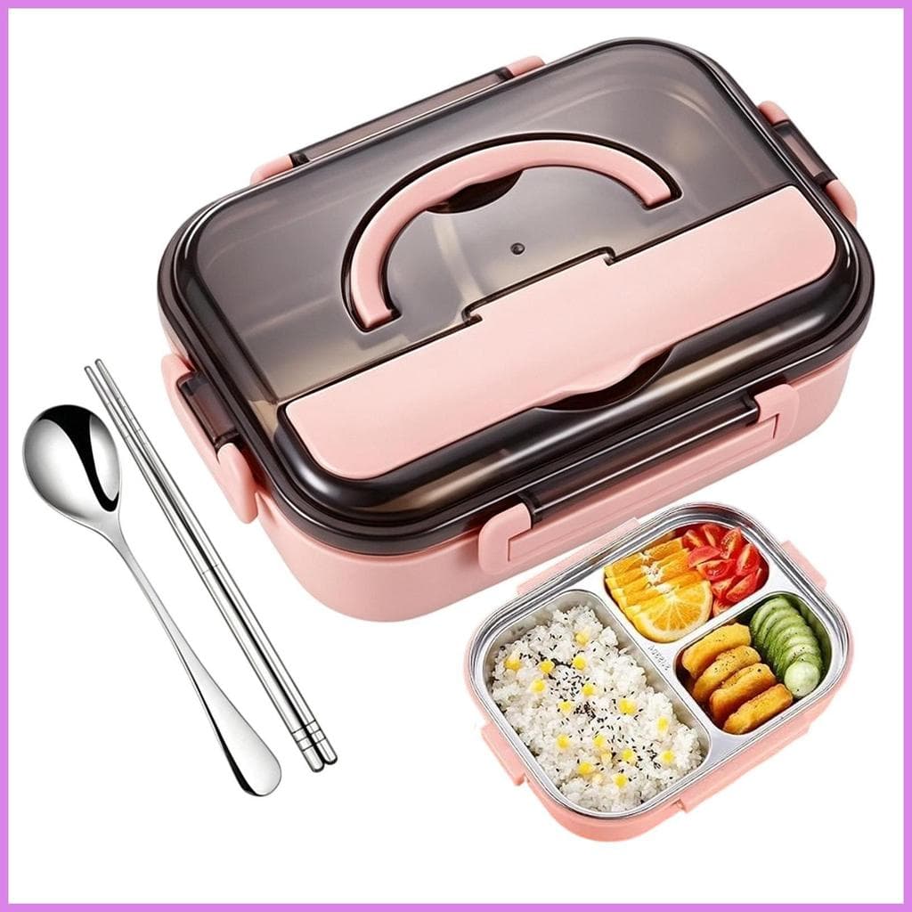 Lancheira De Metal 1000ml , Portátil , À Prova De Vazamento , Grande Capacidade , Recipiente De Lanche Inoxidável Com Co