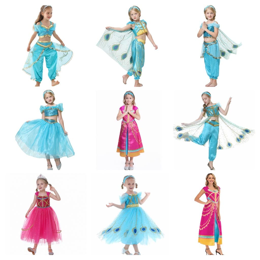 Traje terno princesa jasmim vestido COS meninas jogar palco desempenho vestido Halloween